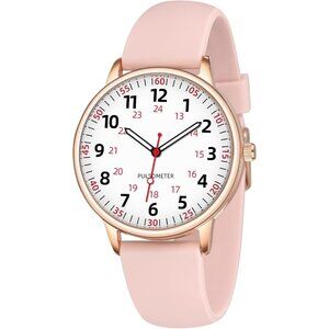 Women's Rose Gold Waterproof Analog Silicone Stylish Second Hand Buckle Watch
